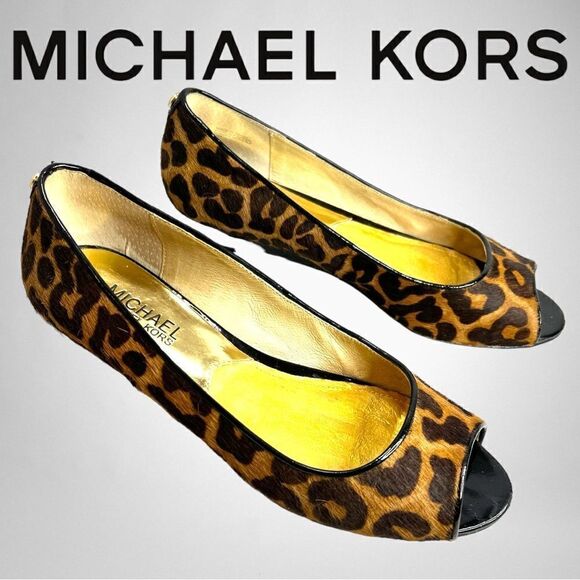 MICHAEL Michael Kors Cheetah Peep Toe Low Wedge - Picture 1 of 8